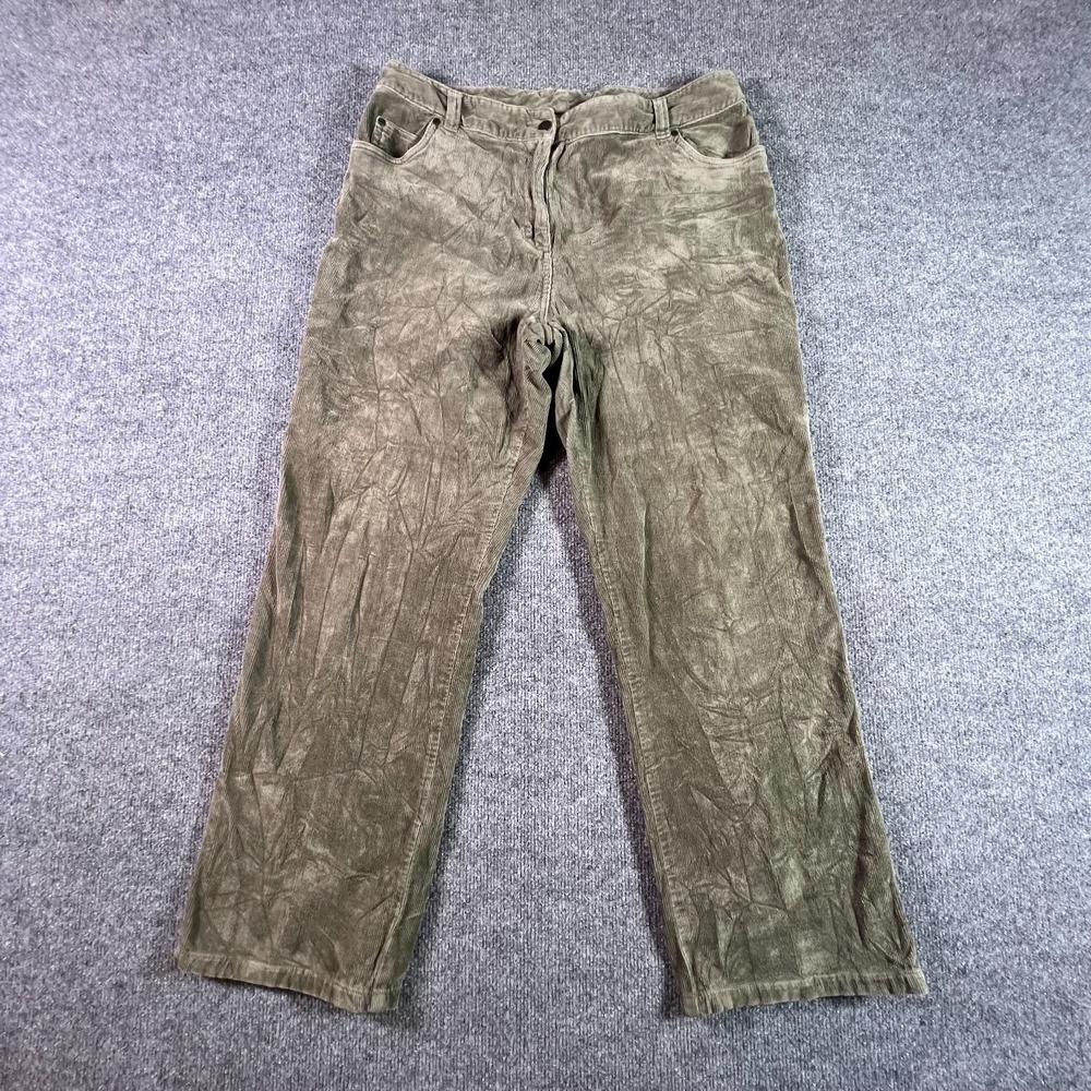 Woolrich Chino Pant Women's 12 Green Cotton Corduroy Straight Preppy Stretch